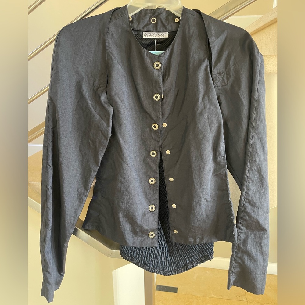 Vintage Armani black Button-Up 2 piece top & bolero jacket